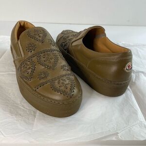 Moncler Slip On Sneakers Embroidery Olive 37